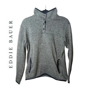 0509W.‎ EDDIE BAUER 1/4 BUTTON SNAP UP JACKET GRAY IN COLOR SIZE LARGE POCKETS